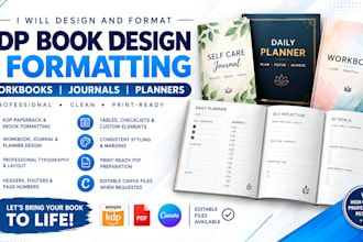 design and format KDP books, workbooks, journals and planners