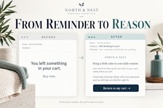 write ecommerce email copy for welcome and abandoned cart sequences