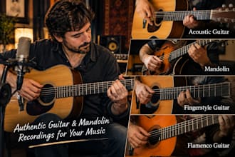 record acoustic guitar, mandolin, fingerstyle guitar and flamenco guitar