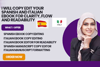 copy edit your spanish and italian ebook for clarity, flow and readability