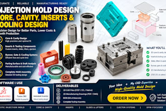 create precision injection mold core, cavity, inserts and tooling design