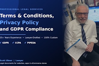 draft terms and conditions, terms of service, review gdpr compliant policy, laws