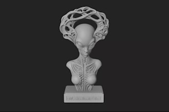 fix stl,figurine model,resin collectible home decor,alien bust statue for3dprint