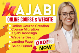 do kajabi website design, kajabi landing page, or  kajabi online course