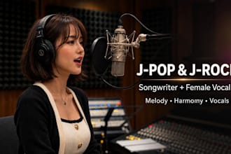write jpop lyrics, jrock, create melody, harmony and sing as female vocalist