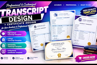 professionally design high school transcript, college and university transcript