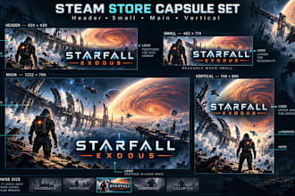 design complete steam store capsule and library assets for your game
