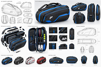design pickleball bags, padel bags, racket bag, tennis bags, sport bag in 3d cad