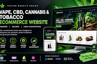 design vape, cbd, cannabis and tobacco custom website webshop store ecommerce