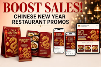 design a chinese new year restaurant promotion flyer and banner