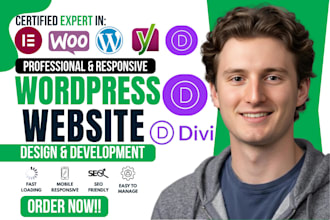 build divi wordpress website design with responsive designs and fix divi bugs