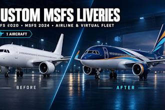 design a custom msfs 2020 or 2024 aircraft livery