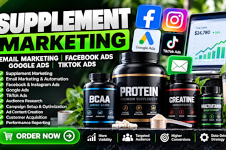 do supplement marketing, supplement ads, facebook ads, google ads and tiktok ads