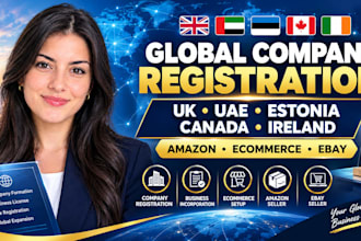 register companies UK uae estonia canada ireland, amazon, ecommerce, ebay seller