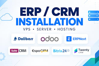 install odoo erpnext dolibarr suitecrm espocrm  and twenty CRM
