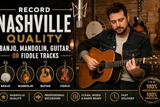 record nashville quality banjo, mandolin, guitar, or fiddle tracks