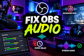 fix obs audio delay, mic echo, background and stream audio for perfect stream