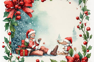 draw watercolor christmas card