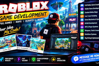 do full roblox game creation, roblox game development roblox scripter roblox map