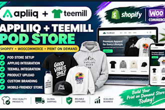 integrate apliiq teemill print on demand with shopify or woocommerce pod store