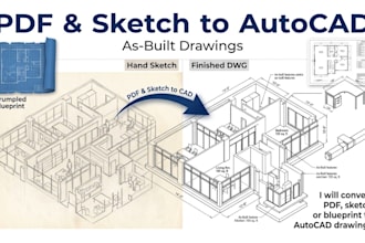 convert PDF, sketch or blueprint to autocad drawings