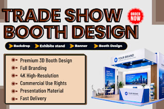 design trade show booth 3d exhibition stand roll up banner backdrop kiosk design