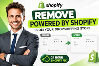 remove powered by shopify from dropshipping store in less than 24 hours