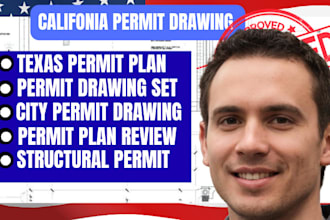 do texas city permit drawing set, building permit plan for city approval plan