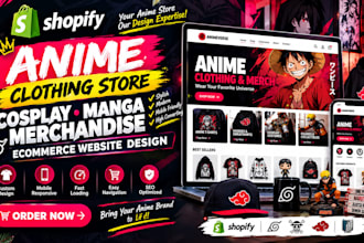 design shopify anime clothing store cosplay manga merchandise ecommerce website