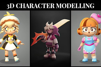 do 3d character models of people, monster, animal mascot for games and animation