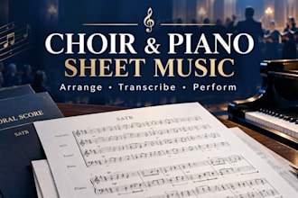 arrange transcribe custom sheet music for choir, piano accompaniment and concert