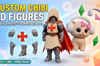 create a custom chibi 3d model for 3d printing from your photo