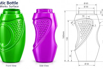 do plastic bottle cad model, cores, cavity, jars and cosmetics for manufacturing