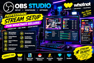 set up a professional whatnot vertical obs stream for auctions and card breaks