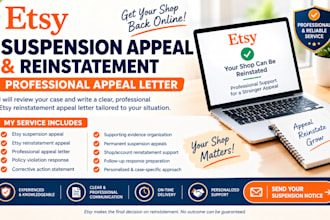 appeal etsy suspension and write an etsy reinstatement appeal letter for reopen