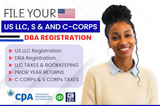 file your us llc s corp c corp dba registration for resident and non resident