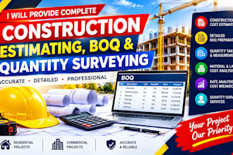 provide complete construction estimating, boq and quantity surveying