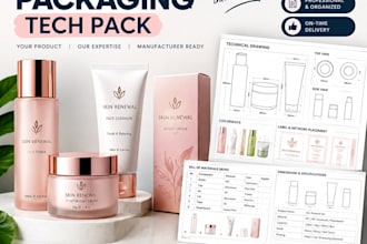 create a professional cosmetic packaging tech pack for your product