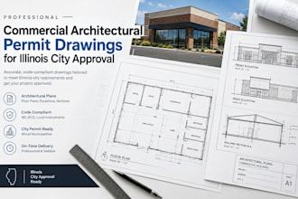 draft commercial architectural permit drawings for illinois city approval