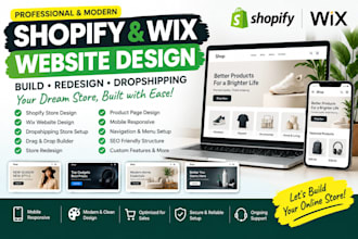 build drag and drop website shopify wix dropshipping store design and redesign