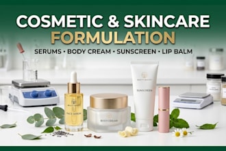 cosmetic and skincare formulation, face serums, body cream, sunscreens, lip balm