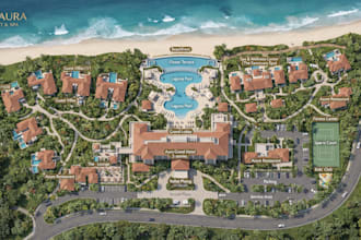 design property maps, hotel map, wayfinding layout and site plans