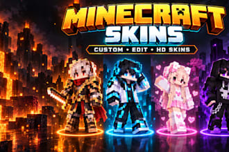 create a custom minecraft skin with 3d animation and character design
