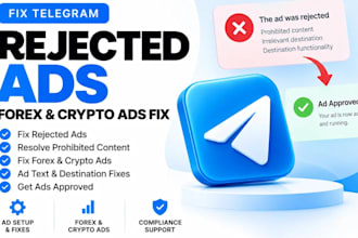 fix telegram rejected ads, prohibited content, telegram forex and crypto ads fix
