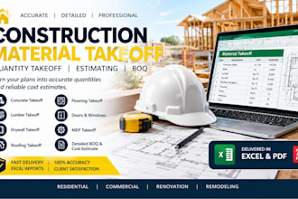do material takeoff, quantity take off and cost estimation