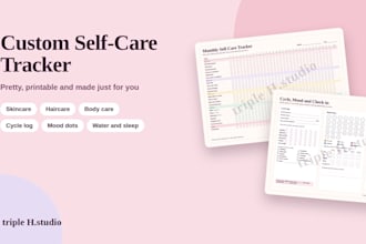 design a custom girly self care tracker printable PDF