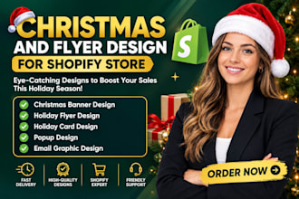 design christmas banner flyer holiday card popup email graphic for shopify store
