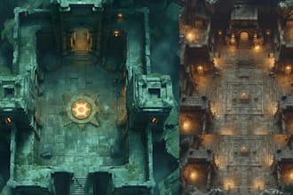 custom dnd battle maps, rpg dungeon maps, fantasy castle and fortress maps