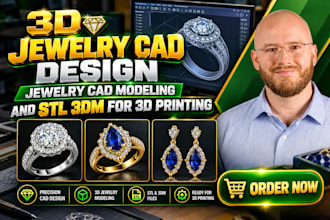 do 3d jewelry cad design, jewelry cad modeling and stl 3dm for 3d printing