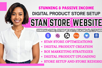 setup stan store, stan store marketing, digital product, beacons ai,payhip, esty